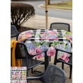 thumbnail image 5 of Outdoor Tablecloths with Umbrella Hole & Zipper, Spring Gnomes 54x54 Inch Square Tablecloths, Botanical Rose Leaves Black Buffalo Plaid Waterproof Table Cloth, Patio/Pool/Picnic Table Covers, 5 of 8