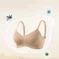 thumbnail image 2 of Alun Deep V-Neck Wireless Bras for Women No Underwire Seamless Soft Support Thin Cup Bra Fashion Breathable Antibiosis Light Lift Comfort for Everyday Wear Khaki L, 2 of 3