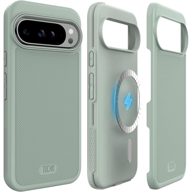 TUDIA Funda MergeGrip para Google Pixel 9 Pro XL, Compatible con MagSafe, Resistente, Color Verde Lirio