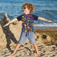 thumbnail image 3 of FORMRS Boys Rash Guard with Short Sleeves UPF 50+ Swim Shirts Sizes 3-12T, Colorful Psychedelic, 3 of 6