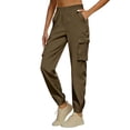 thumbnail image 3 of Women's Cargo Jogger Pants Elastic Waist Casual Tactical Tapered Utility Pants with Pockets, 3 of 6