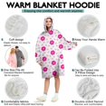 thumbnail image 5 of Pink Daisy Flower Polka Dots Pattern Wearable Oversized Blanket,Wearable Blanket Hoodie for Adults,Cozy Hooded Blankets with Super Pockets,Super Warm Fuzzy Pullover for Women & Men, 5 of 6