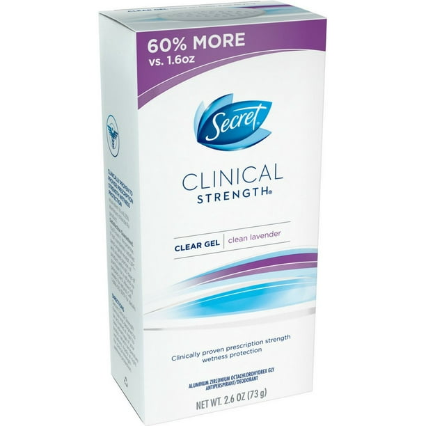 Secret Clinical Strength Clear Gel Deodorant, Clean Lavender 2.6 oz