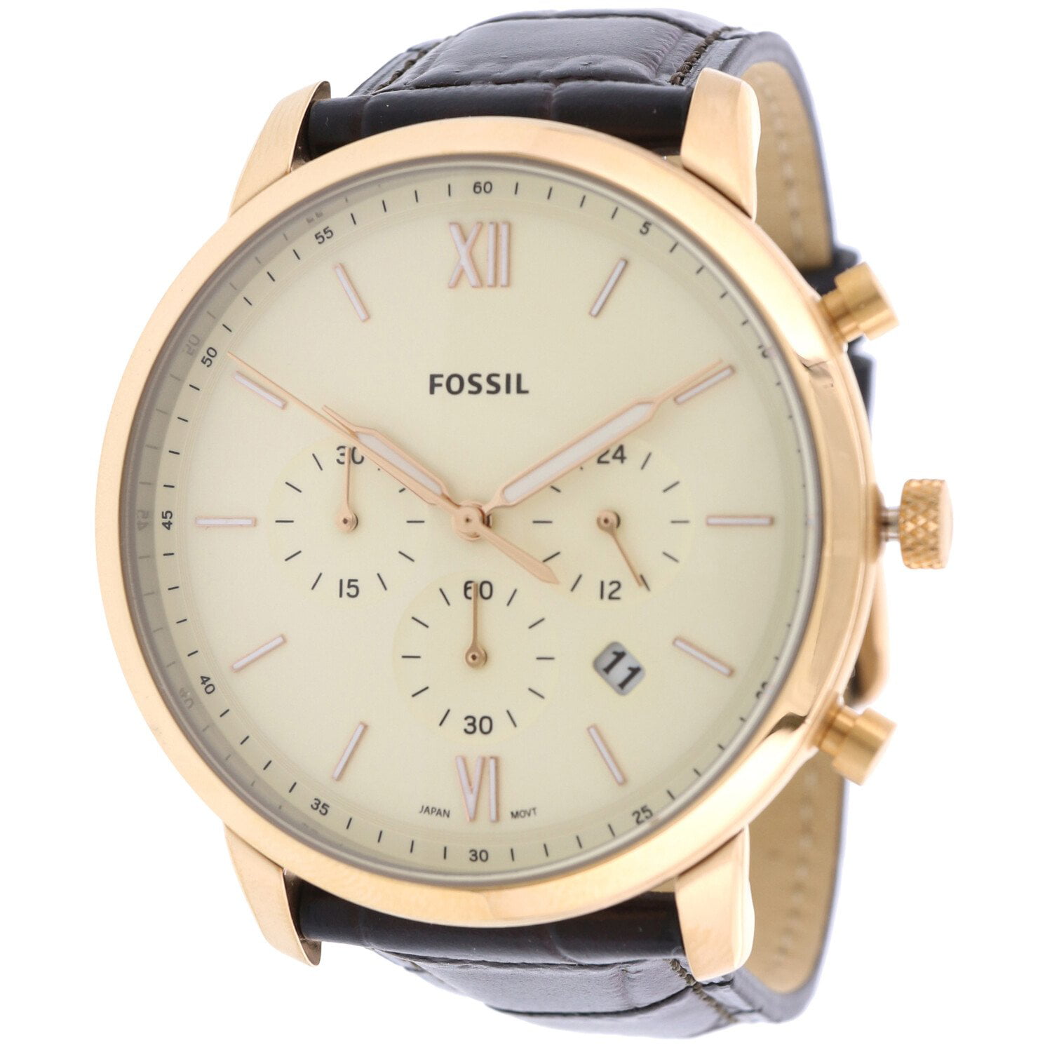 Van Staat Gemaakt van Fossil Men's Neutra FS5558 Rose-Gold Leather Japanese Quartz Fashion Watch  - Walmart.com
