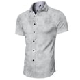 thumbnail image 1 of Camisas Para Hombre Slim Fit Camisa de manga corta para hombre, para vacaciones en casa, con bolsillo, informal, con botones, camisa de negocios arrugada (Grey, XL), 1 of 3