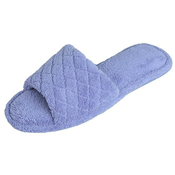 open toe quilted sliders