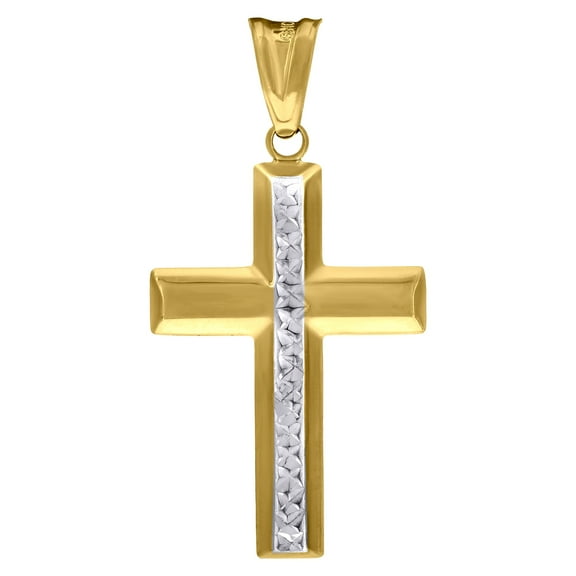 14k Two-tone Gold Mens Cross Religious Charm Pendant Pendant Necklace for Men