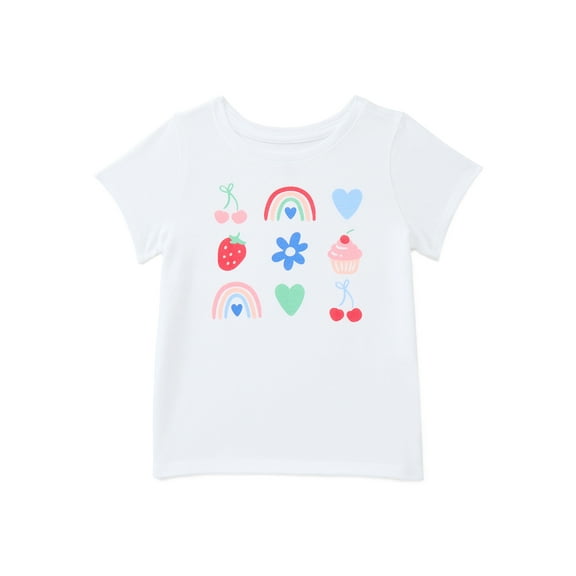 Wonder Nation Toddler Girls Tee with Short Sleeves, Sizes 18M-5T