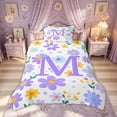 thumbnail image 2 of Meiyoeat Spring Daisy Floral Twin Bedding for Women Girls, Cute Initial M Letter Duvet Cover Set, Lavender Purple, Reversible, 1 Duvet Cover and 1 Pillowcase (No Comforter), 2 of 6