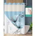 thumbnail image 2 of No Hook Shower Curtain with Snap-in Liner, Spring Tulip Waterproof Fabric Bathroom Curtains, Pastoral Rustic Chic Butterfly Floral Bath Curtains & Mesh Top Window 72"x96" Extra Long, 2 of 6