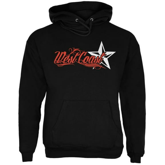 West Coast Nautical Star Black Adult Hoodie - Small