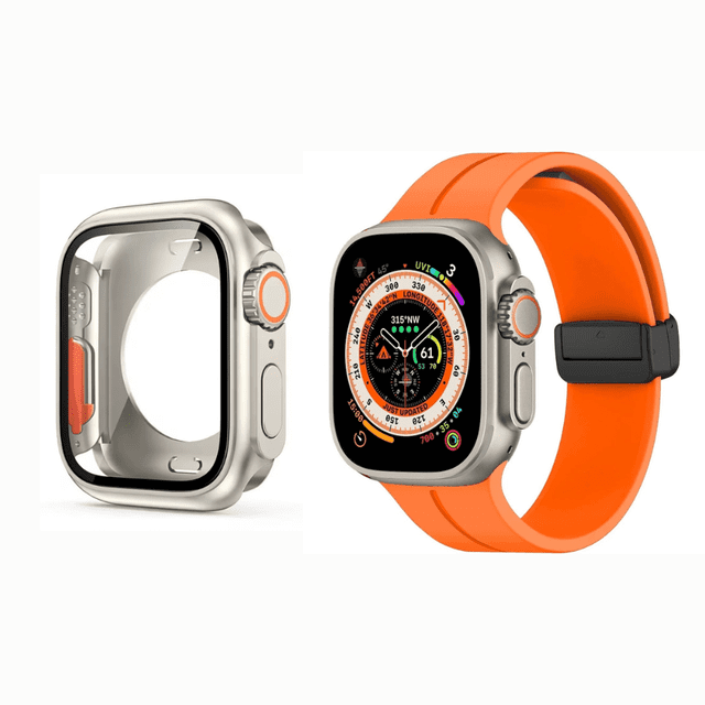 Correa de Silicona Deportiva para Apple Watch, Hebilla Magnética con Full Case, Compatible con Todas las Series
