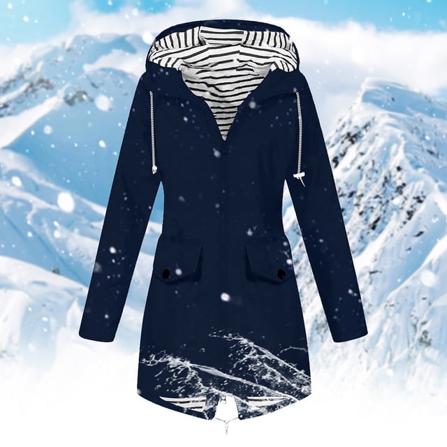 Mikilon Manteau de Pluie Uni pour Femme Extérieur Grande Taille Imperméable à Capuche Coupe-Vent Ample