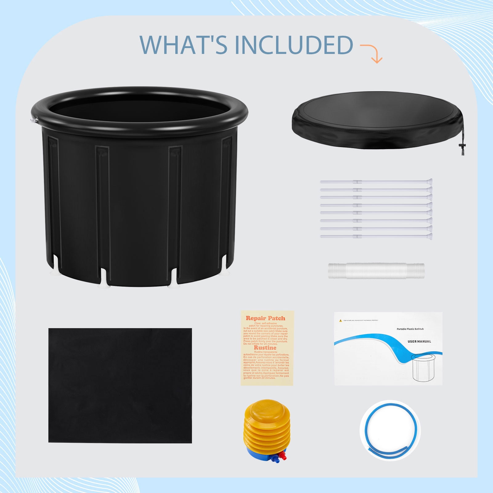 Ice Bath Tub For Athletes With Cover 102 GL Cold Plunge Tub Portable Folding Plunge Pool For Outdoor Gym Treatments