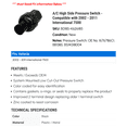 thumbnail image 2 of A/C High Side Pressure Switch - Compatible with 2002 - 2011 International 7500 2003 2004 2005 2006 2007 2008 2009 2010, 2 of 2