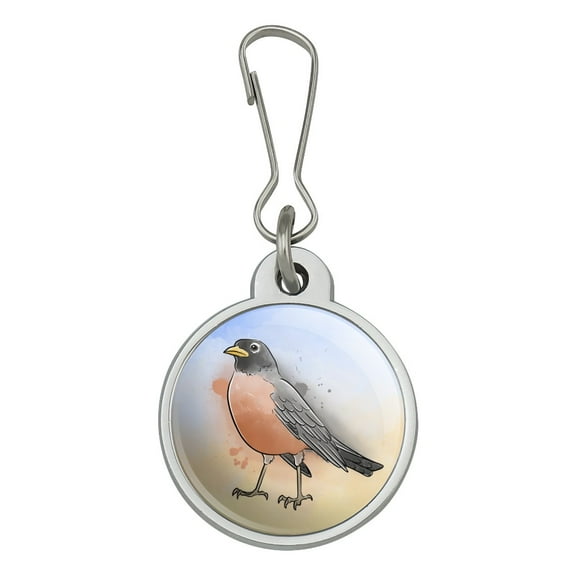 Robin Watercolor Northeastern Bird Jacket Handbag Purse Luggage Backpack Zipper Pull Charm