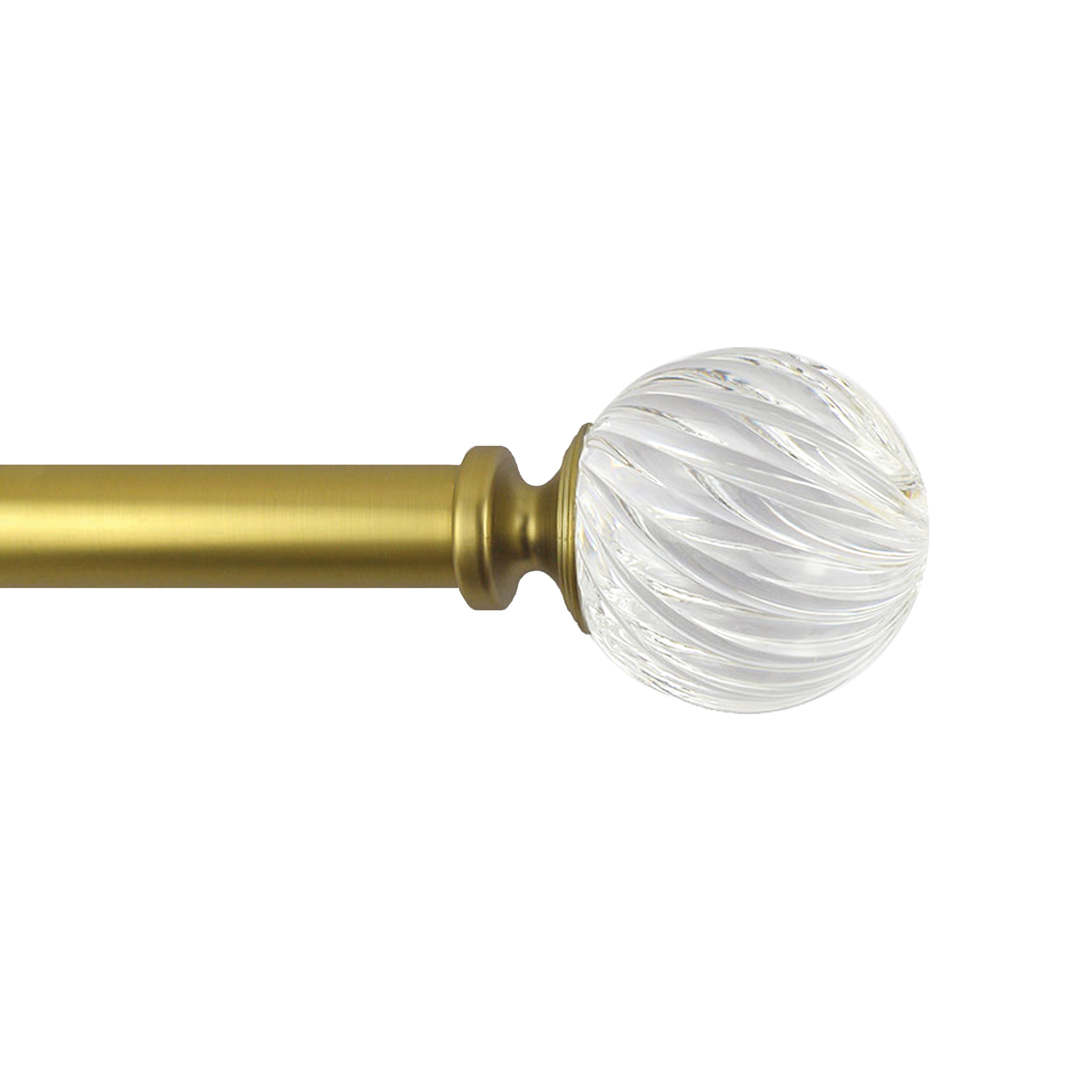 Better Homes & Gardens 1" Gold Twisted Clear Sphere Adjustable Single Curtain Rod, 42"-120"