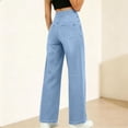 thumbnail image 4 of LWavelet Denim Pants Women Lightweight Wide Leg Jeans Summer Fall High Waisted Straight Leg Trousers with Pockets, 4 of 7