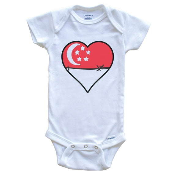 Singapore Heart Singaporean Flag Baby Bodysuit