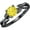 Black, variant on 925 Sterling Silver 14K White Gold Finish Round Cut Yellow Sapphire Leaf Solitaire Engagement Ring For Womens