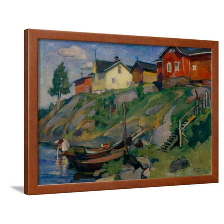 Block Country Village A Country Village in Finland, 1915 Framed Print Wall Art By Osip Emmanuilovich Braz ()