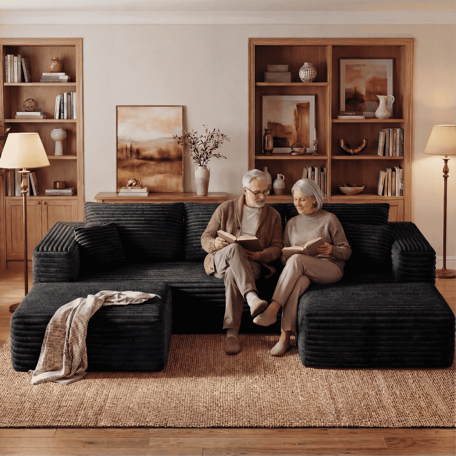 Cubente 108" Sectional Couch, Cloud Sofa, Boneless Couch No Assembly Required Modular Couch U-shaped Couch for Living Room