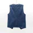 thumbnail image 2 of SWSMCLT Women's Denim Vest Fall Top Button Travel Spring Loose Cotton Fashion Tank Top Sleeveless Outwear Dark Blue Small, 2 of 3