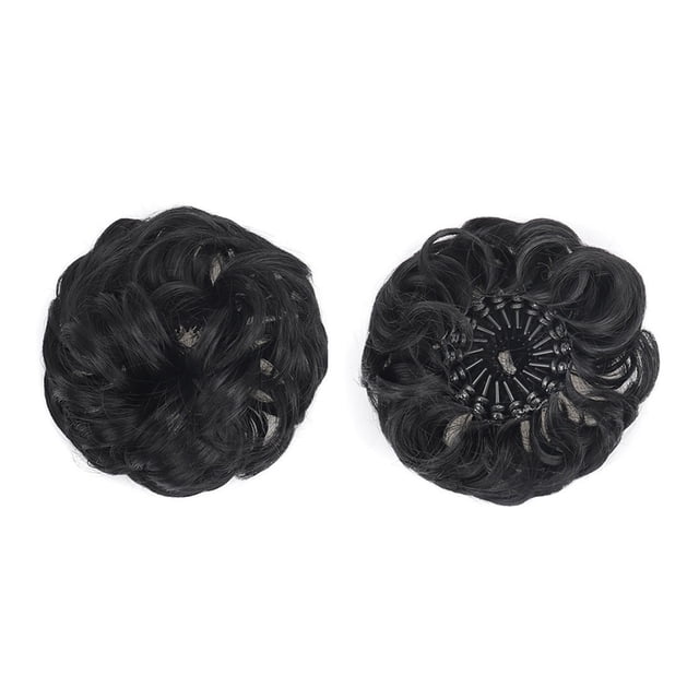 Chignon Désordonné Pièce de Cheveux Synthétique Moelleux en Forme de Nid d'Oiseau Rétractable Ondulé Bouclé Extensions de Cheveux