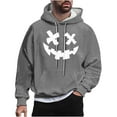 thumbnail image 2 of Sudadera con capucha de Halloween para hombre, informal, de moda, con cuello redondo, estampado, manga larga, blusa de poliéster, 2 of 5