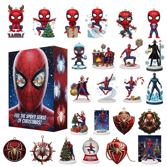 Superhero Christmas Advent Calendar 24 Days 2D Acrylic Flat Hanging Pendant Blind Box for Tree Decor