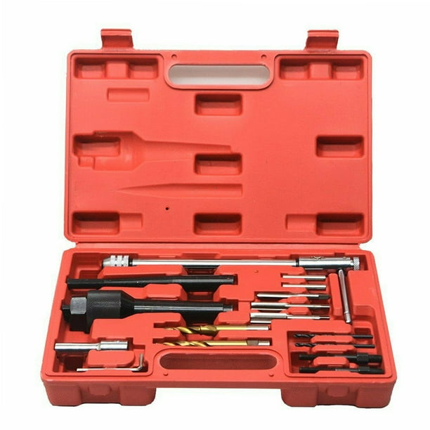 Juego de 16 Piezas MH2101 para Extracción de Bujías Glow, Ideal para Bujías Dañadas de 8mm y 10mm en Cabezas de Cilindros, Fabricado en Acero Resistente, Incluye Caja de Transporte y Herramientas