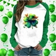 thumbnail image 1 of Xuyuer St. Patrick's Day Sweatshirt for Women Irish Shamrock Pullover Shirts Tops Raglan Sleeve Lucky Leaf Clover Shirt, 1 of 7
