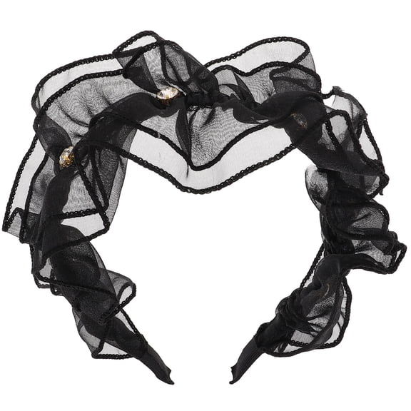 KONTONTY Fabric Headband Ruffled Comfortable Black Hair Accessories For Women 1Set