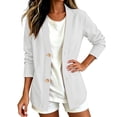 thumbnail image 2 of Classic Denim Cardigan for Women, Long Sleeve Open Front Jean Jacket - Casual Loose Fit Lightweight Shirt Coat for Spring Fall Layering White XXL, 2 of 6