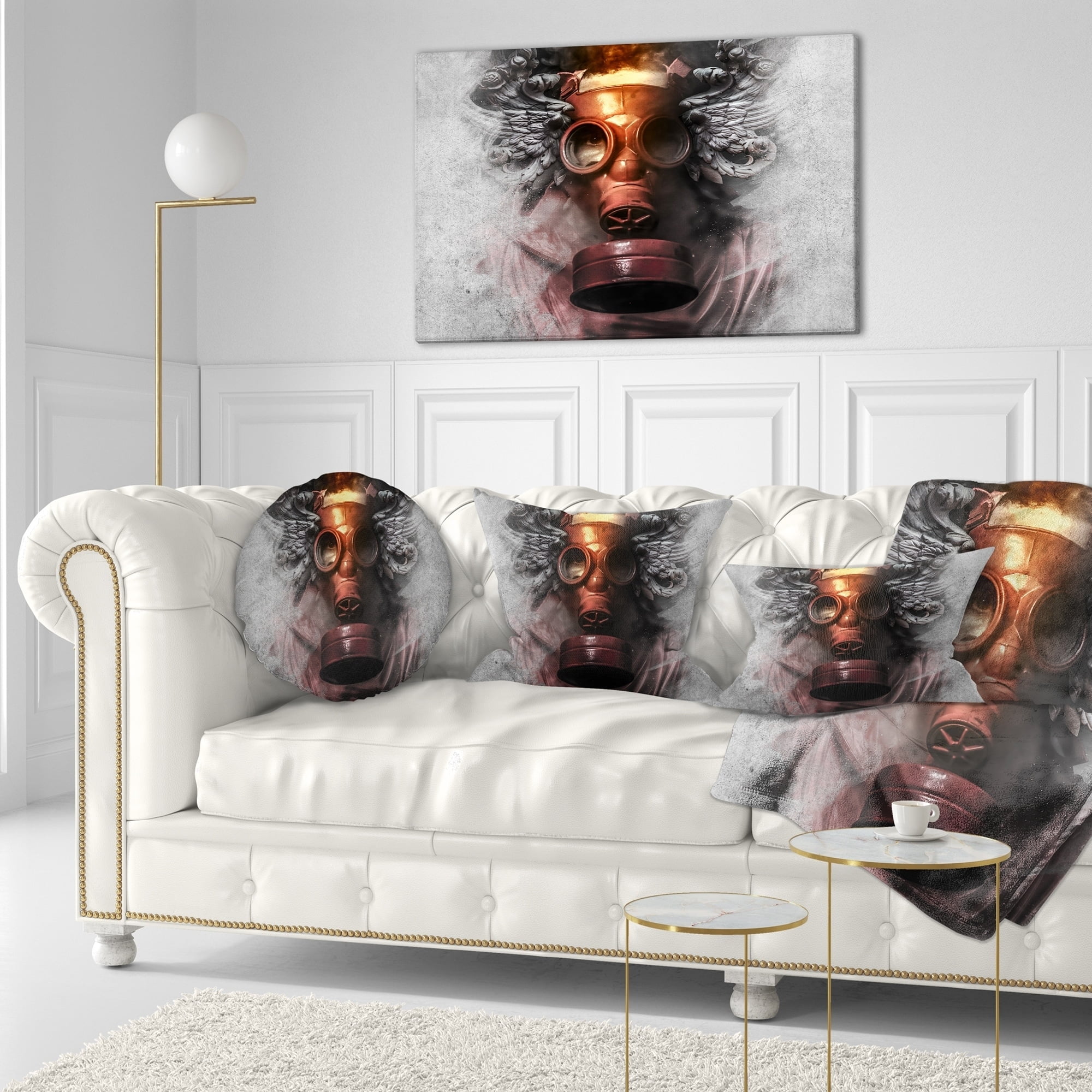 Design Art Designart Toxic Man In Mask Abstract Portrait Throw Pillow Walmart Com Walmart Com