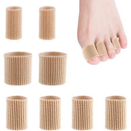 Toe Tubes Sleeves, Gel Toe Tubes, Toe Cushion Tube, Toe Spacers Soft Gel Corn Pad Ton Protectors Women Men for Cushions Corns, Blisters, Calluses, Toes and Fingers Toe Separators - Mixed 8 Pieces