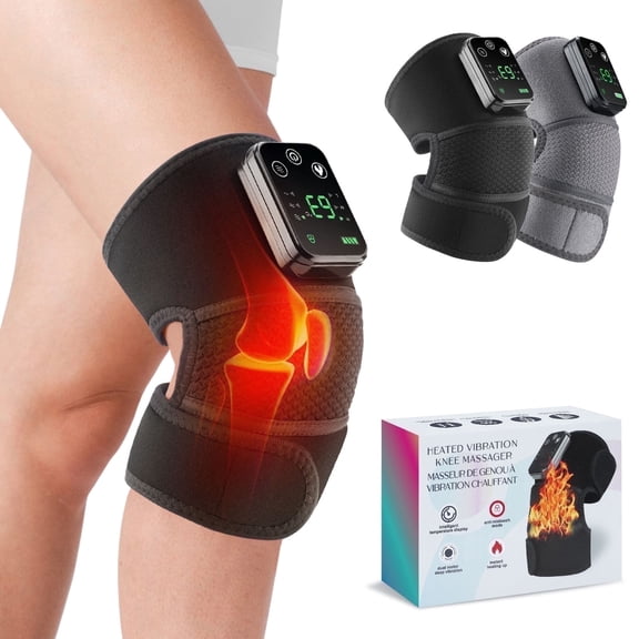 Heating Knee Massager, Knee Shoulder Elbow 3-in-1 Heating Vibration Massager, Portable Wireless Heated Knee Brace Wrap Relax for Office, Study, 1PCS