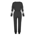 thumbnail image 5 of Frostluinai Workout Sets for Women Long Sleeve Striped Lounge Sets Two Piece Elastic Waist Drawstring Running Sweatsuits Plus Size Sets with Pocket, 5 of 5