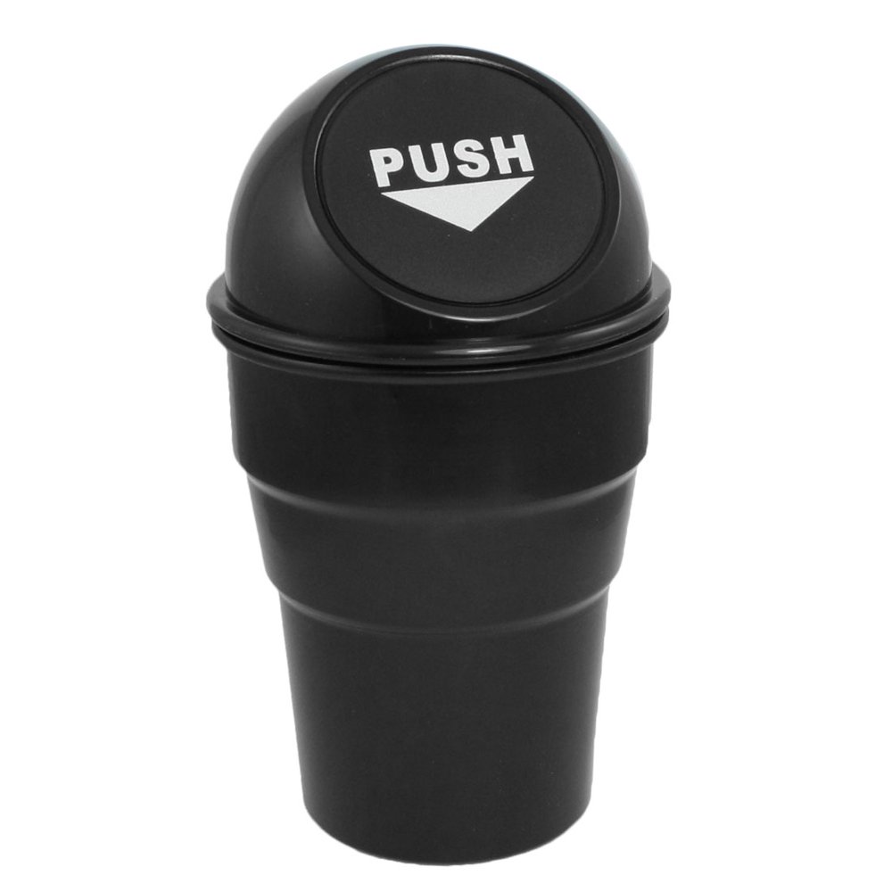 Plastic Push Lid Removable Garbage Trash Can for Home Office Vehicle