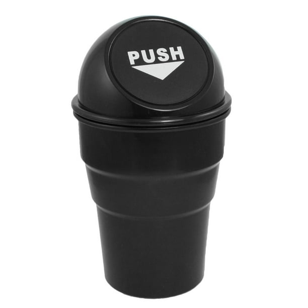 Plastic Push Lid Removable Garbage Trash Can for Home Office Vehicle