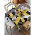 thumbnail image 2 of Yellow Black Geometric Suqare Tablecloth - 54 x 54 Inch, Modern Art Abstract Grey Line Waterproof & StainResistant Tablecloth, Washable Oil-proof Table Cover for Dining/Party/Wedding/Camping/Buffet, 2 of 9