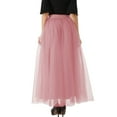 thumbnail image 3 of SWSMCLT Women's Long Skirt Pleated Tulle Skirt High Waist Halloween Layered A Line Flowy Casual Elegant Basic Tutu Skirt Dark Pink Small-X-Large, 3 of 4