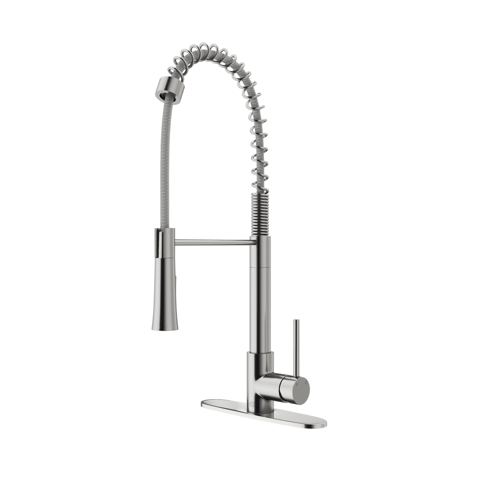 Vigo Laurelton Stainless Steel Pull Down Spray Kitchen Faucet With Deck Plate