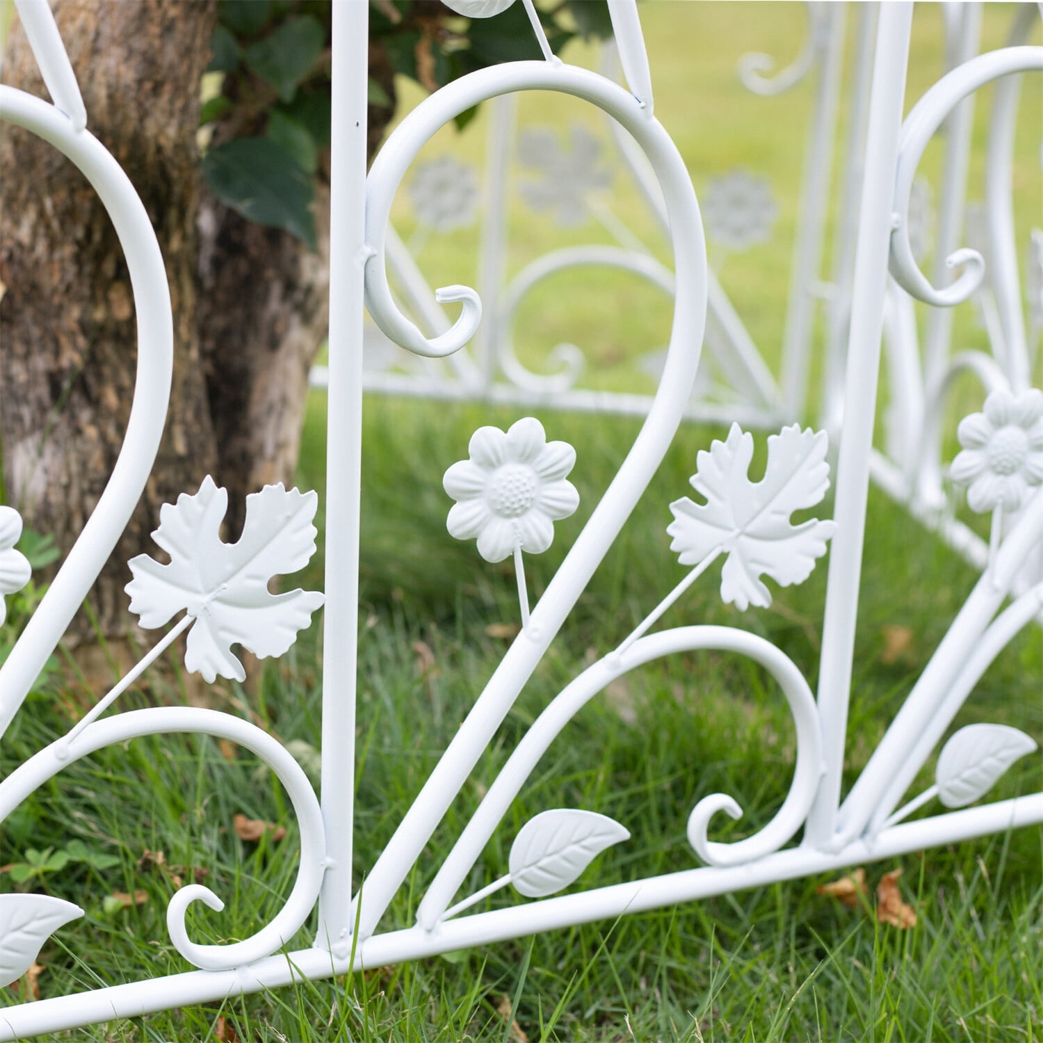 LINJH 5 Pack Decorative Garden Fence For Landscaping White Panels Rust Proof Metal