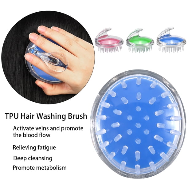 Filfeel Masajeador de cuero cabelludo, Cuidado de la Salud Champú Pelo Cuero cabelludo masajeador Cepillo de Ducha de Lavado de Pelo Masaje Peine Herramienta de Belleza 3.35 * 2.64inch(Azul) EOTVIA NO