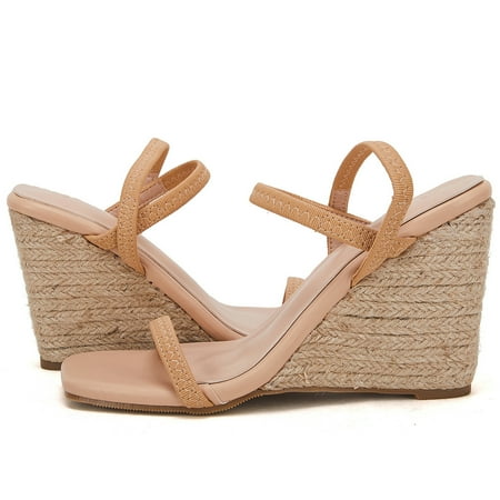 

Women‘s Ankle Strap Sandals Wedge Heel Open Toe Solid Color Slip-on Shoes Women‘s Footwear