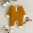 thumbnail image 2 of Hwmodou Girls Jumpsuits Unisex Cotton Blend Long Sleeve Patchwork Colour Ribbed Romper Jumpsuit Clothes Fall Winter Sports Jumpsuit,12-18M, 2 of 7