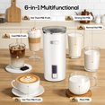 thumbnail image 5 of Auseo Milk Frother, 6-in-1 Electric Milk Steamer, Automatic Warm and Cold Foam Maker and Milk Warmer for Latte, Cappuccinos, Macchiato, Chocolate, White, 5 of 8