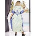 thumbnail image 3 of HAPPY BAY Women's Summer Loose Caftan Long Boho Sleepwear Loungewear Dashiki House Dress 2X-3X Sun, Blue, 3 of 5