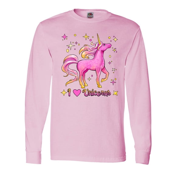 Inktastic I Love Unicorns Pink and Yellow Long Sleeve T-Shirt